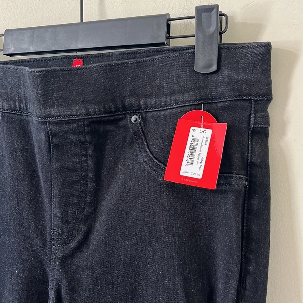 Spanx Vintage Black High Rise Distressed Denim Legging Size Large NWT - Picture 5 of 11